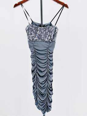 Y2K Ruched sequin slip mini fitted dress xxs fairy glam Vintage City Triangles